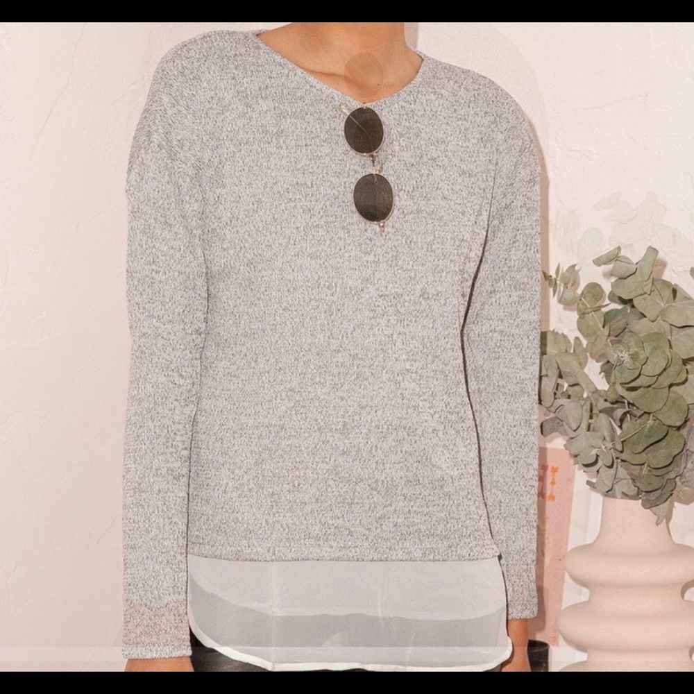 Lulus Sweater Top with Faux Blouse size M